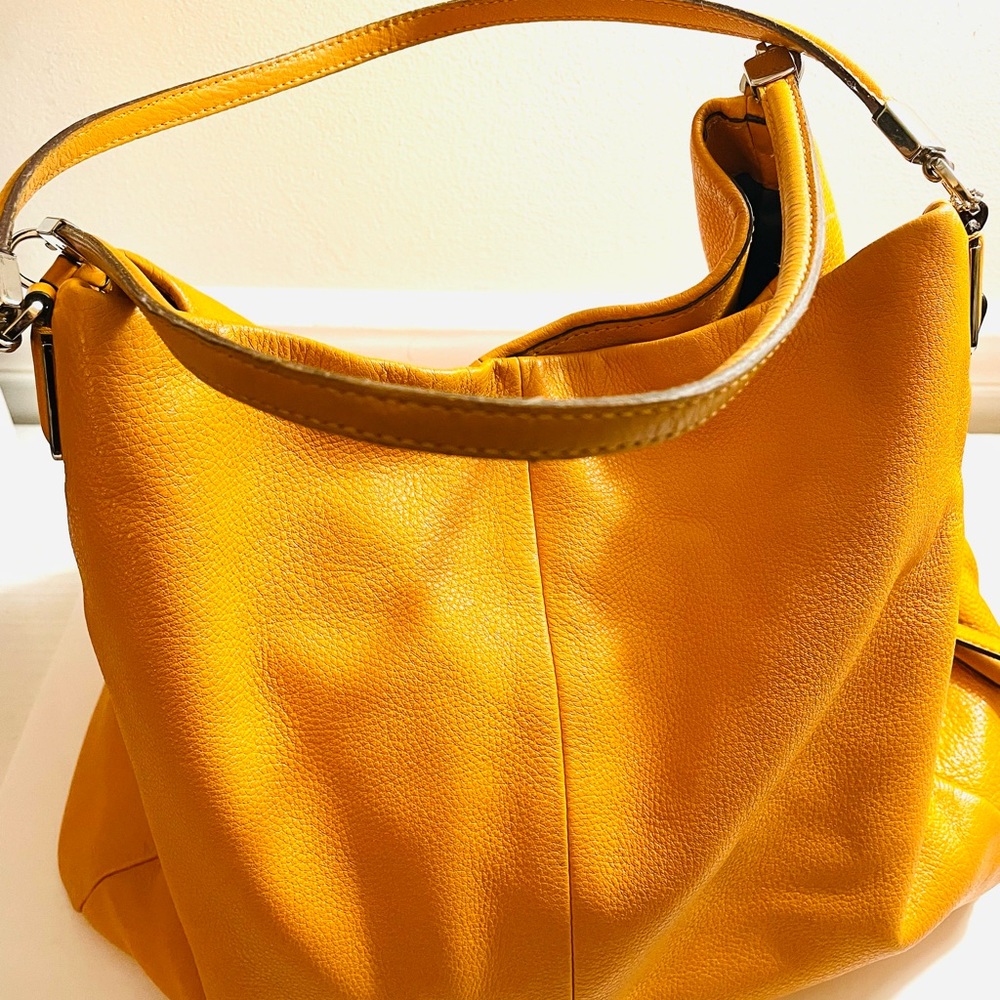 Coach Phoebe Orange Pebble Soft Leather HOBO Shoulder Bag - 3 Sections!